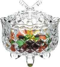 Embossed Glass Candy Jar Butterfly Lid Footed Wedding Buffet Cookie Storage Box
