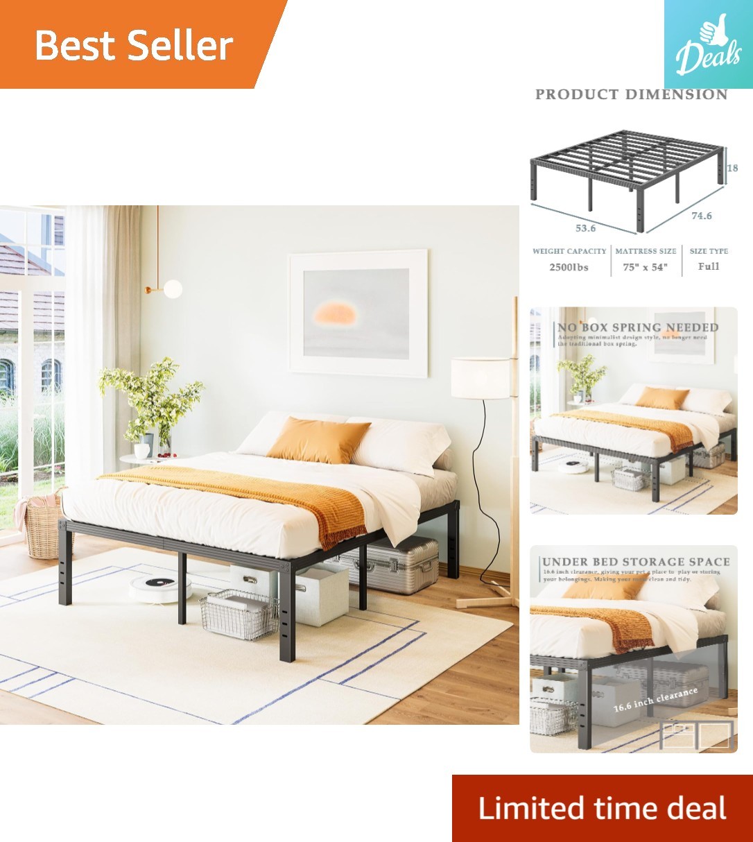 - Reinforced Steel Slats Support