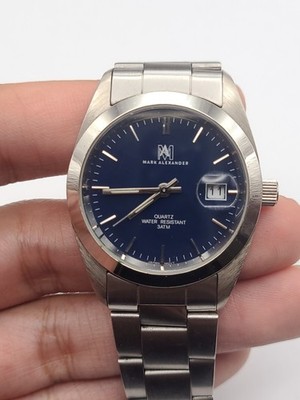 Mark Alexander Men's Analog Quartz Watch Blue Dial Stainless Steel Working