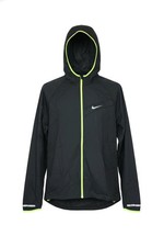 Nike Windbreaker Jacket XL Black Neon Full Zip Hooded Running Lightweight Mens