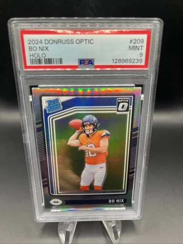 Bo Nix 2024 Panini Donruss Optic Holo Rated Rookie SP PSA 9!! Broncos!