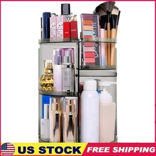 Professional 360 Rotation Makeup Organizer Adjustable Vanity Shelf W/ 7 Trays US