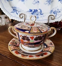 Early 19th Century Spode ?  IMARI Sauce Tureen Cobalt + Gold