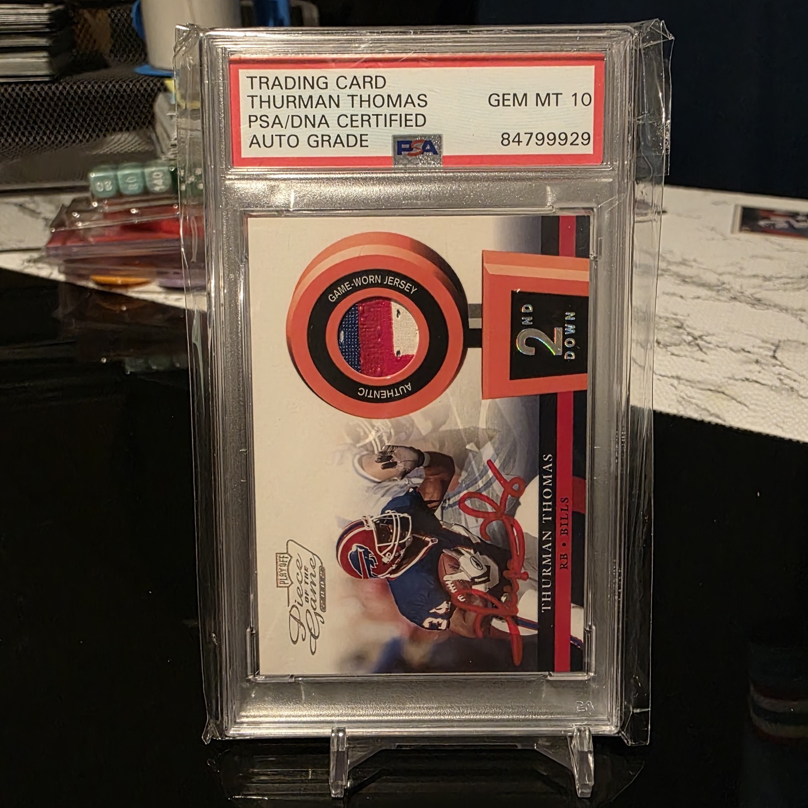 2002 playoff Thurman Thomas piece of the game #016/150 psa dna certified auto 10