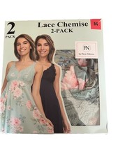 Flora Nikrooz Lace Chemise Women's Medium Stretch Microfiber green Blk 2-Pack