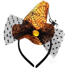 Halloween Witch Hat Headband Orange Black Spiderweb Costume Accessory Prop