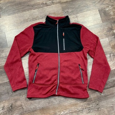 Sandia Peak Mountain Co Fleece Jacket Mens Medium Red Black Full Zip Outdoor