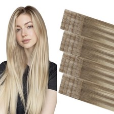 COOKAYU Invisi Edge Tape in Hair Extensions Human Hair, Ash Brown t... Fast Ship