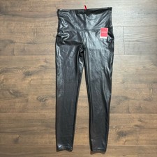 Spanx Leggings Womens Large XL Faux Leather Black High Waisted Stretch NWT