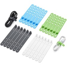 24 Pcs Silicone Cable Ties, Wire Cord Organizer, Cord Ties Reusable Cable