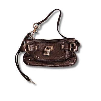Chloe Paddington Wallet Shoulder Bag Leather Bronze Brown Mini