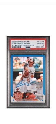 2023 Topps Chrome Gunnar Henderson Rookie Auto RC Blue Refractor #/150 PSA 10
