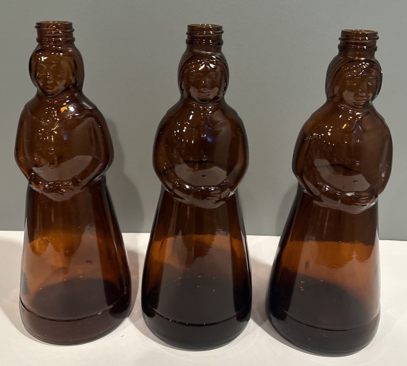 Mrs. Butterworth’s amber glass pancake syrup bottle lot of 3 24 oz 