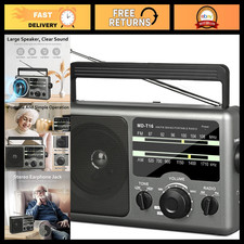 Portable AM FM Radio - Battery Operated or AC Power, 4X D Cell, Compact Design