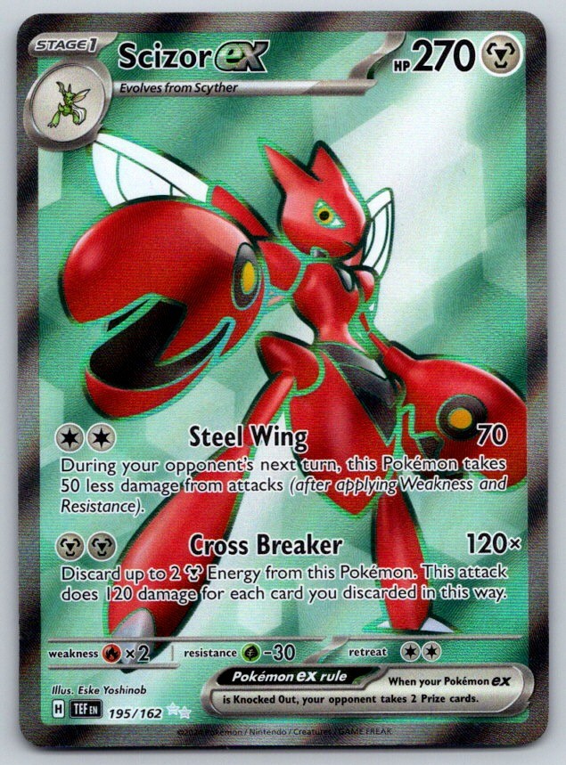 Scizor ex (Full Art) Holo Temporal Forces 195/162 Pokemon Card NM