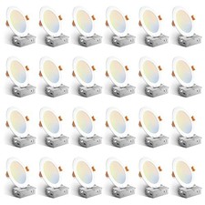 24 Pack 6 Inch LED Recessed Light Fixture with Junction Box, Dimmable