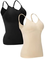 Compression Tank Tops for Women, High Shaping Scoop & V-Neck Cami, Shapewear ...