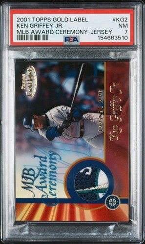 2001 TOPPS GOLD LABEL MLB AWARD CEREMONY #KG2 KEN GRIFFEY JR. JERSEY PATCH PSA 7