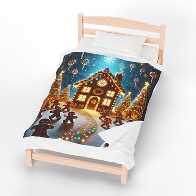 Peppermint Gingerbread Parade Blanket Candy Cane Christmas Plush Throw Blanket