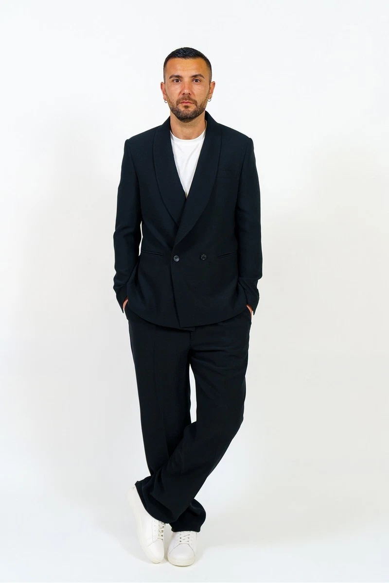 Completo Uomo 2 Pezzi In Tinta Unita – Giacca Slim Fit E Cravatta, Per Matrimonio E Lavoro