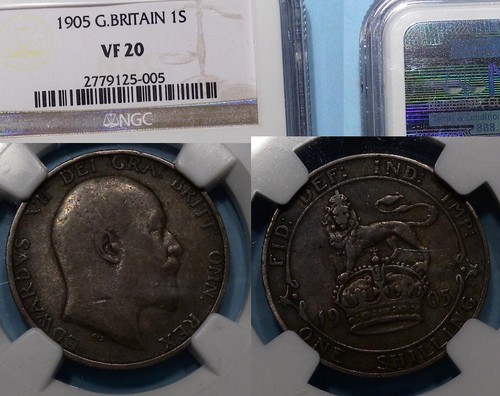 1905 GREAT BRITAIN SHILLING NGC VF 20 KEY DATE #VAMS-13