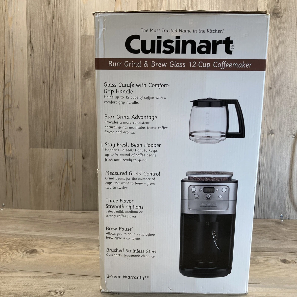 Cuisinart DGB-800 Fully Automatic Burr Grind & Brew, 12-Cup Glass, Silver