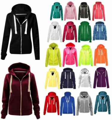 Schlichter Damen-Hoodie/Sweatshirt mit Reißverschluss Oberteil UK-Größe 8 20