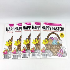 FIVE New HAPPY EASTER Coloring Book Celebrate the Season 56 Designs Bunny Birds