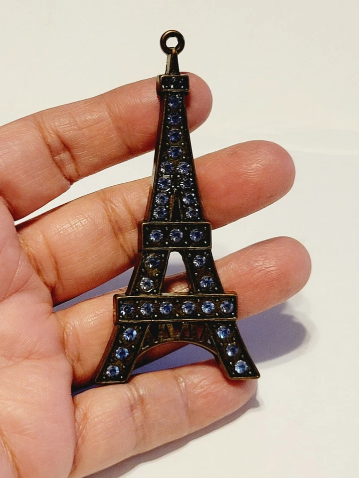 Colgante Torre Eiffel - Recuerdos de lujo con pedrería azul claro - ÚNICO Foto 3 de 3