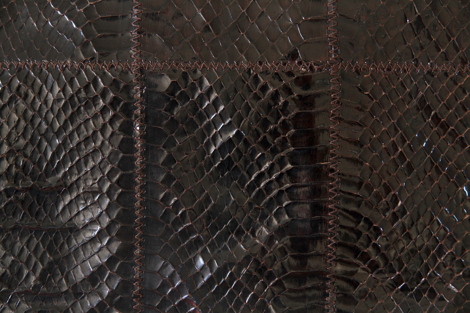 Dark Brown Python Skin & Leather Crossbody Tote B… - image 9