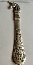 Vintage Ornate Solid Brass Unicorn Shoe Horn Nautical Anchor Boat Ship Wheel 