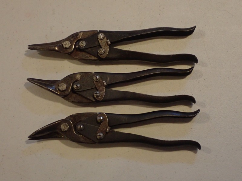 3 Pc Vintage Aviator / Aviation Metal Tin Snips ~ Wiss & Metal Master USA 