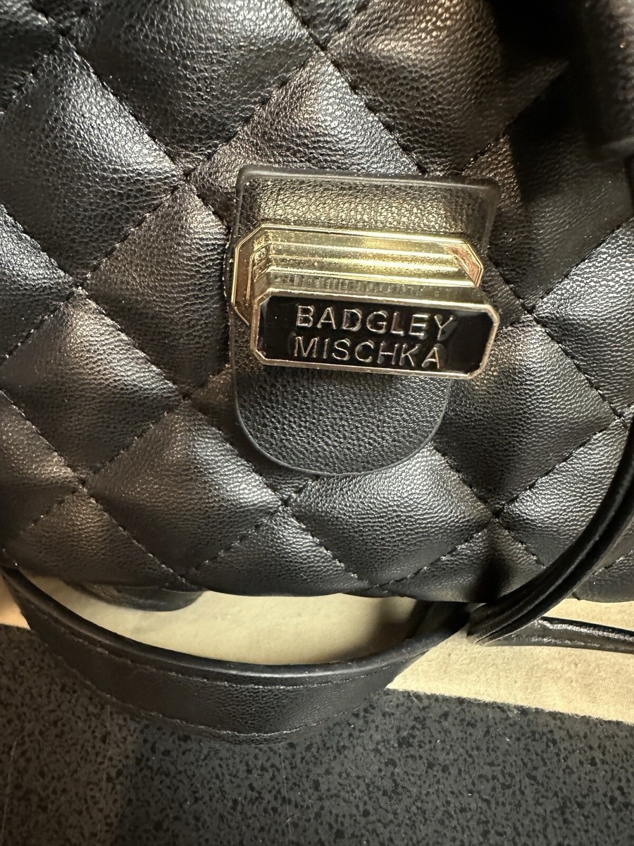 Badgley Mischka Black Quilted Micro Mini Backpack Purse Adjustable Straps Badgley Mischka Black Quilted Micro Mini Backpack Purse  main image 4