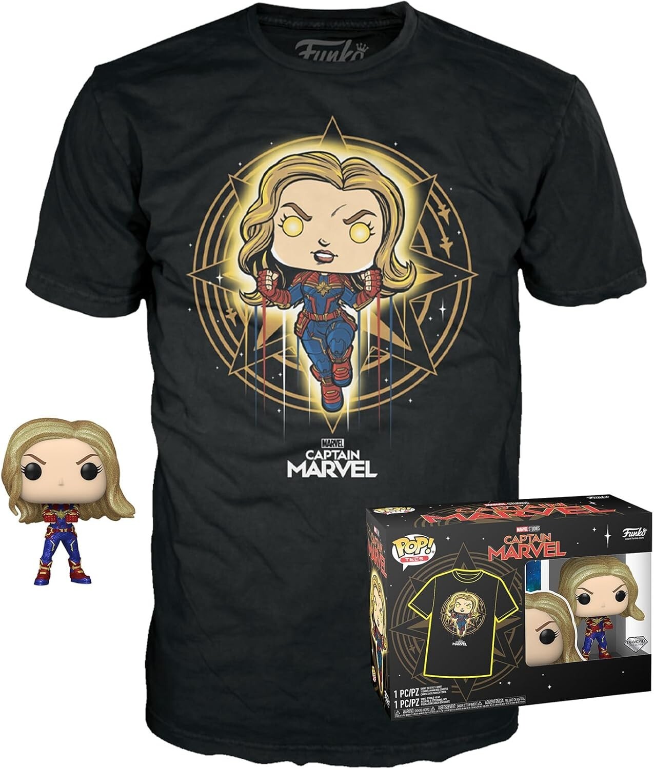 Funko POP! & Tee - Captain Marvel - Figure + T-Shirt - SIZE LARGE