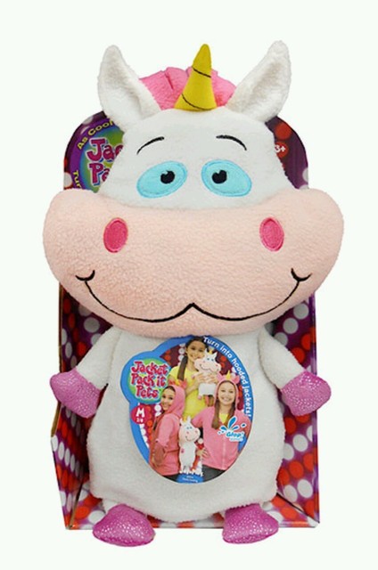 Jacket Pack-It Pet Unicorn Kids Plush Hoodie Jacket As Seen On TV Size