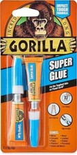Gorilla Super Glue 2 x 3g Tubes Tough Quick Setting Leather Glass Wood Plastic