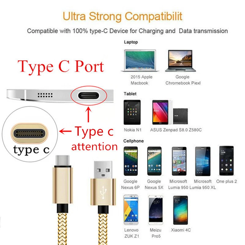 3x Fast Charger USB C Type-C Data Cable For Samsung S9 S10 S20 Ultra Plus Note - Image 3 of 4