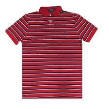 Polo Ralph Lauren Men's Custom Slim Fit ,Short sleeve, Striped, Red Multi,  M