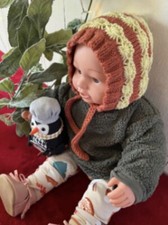 1PC Orange Yellow 12 Months Hand Knitted Baby Bonnet