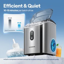 Nugget Ice Maker Countertop 33Lbs/24H Portable Ice Cube Machine Self-Cleaning