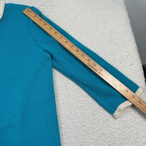 St. John Santana Knit Jacket Women’s 8 Wool Rayon Blend Blazer Turquoise - Picture 8 of 11