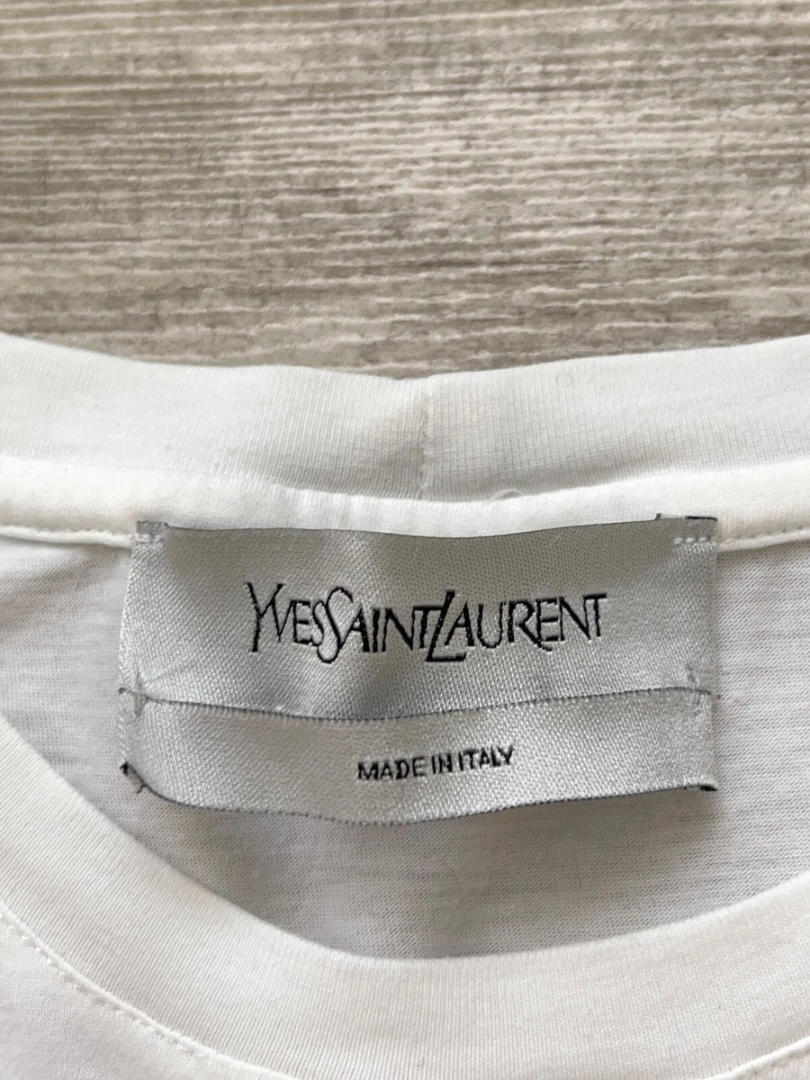 Mens Yves Saint Laurent YSL White Big Logo t Shirt Size M | eBay