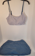   Women's 2 Piece Swimwear Light Blue And White Size Large