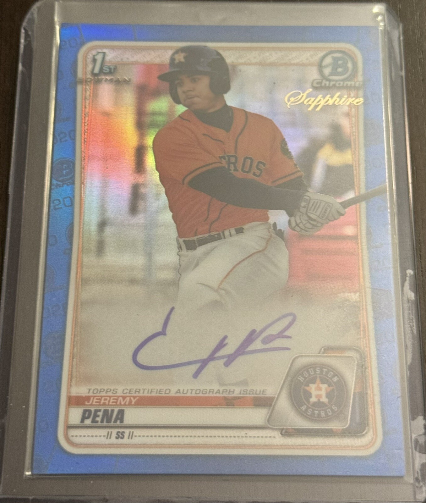 2020 JEREMY PENA BOWMAN CHROME SAPPHIRE REFRACTOR ROOKIE AUTO/AUTOGRAPH RC MINT+