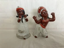 Vintage Spaghetti Glass Indian Figures