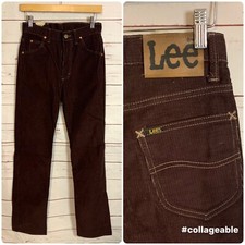 Vintage 60s 70s LEE Corduroy Jeans Brown Union-Made 42 Talon Zipper USA W-28"