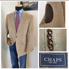 CHAPS 42L Corduroy Elbow Patch Jacket Men Blazer Sports Coat Tan Brown