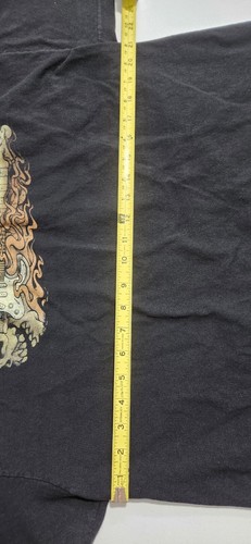Vintage Y2K No Boundaries Flaming Guitar Skull Rock Metal Graphic T-shirt Sz XL - Picture 6 of 7
