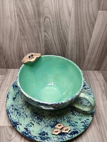 Handmade Extremely Large And Decorative Chowder Bowl And Plate Set HUGE Unique!! - Picture 14 of 24