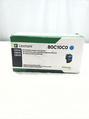 New Sealed - Lexmark Genuine 80C10C0 Cyan Toner Cartridge
